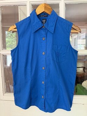 Bill Blass 100% COTTON Blue Short Sleeve Top